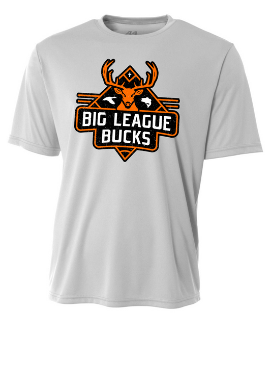 Black and Orange Big League Bucks Logo on Silver Short Sleeve